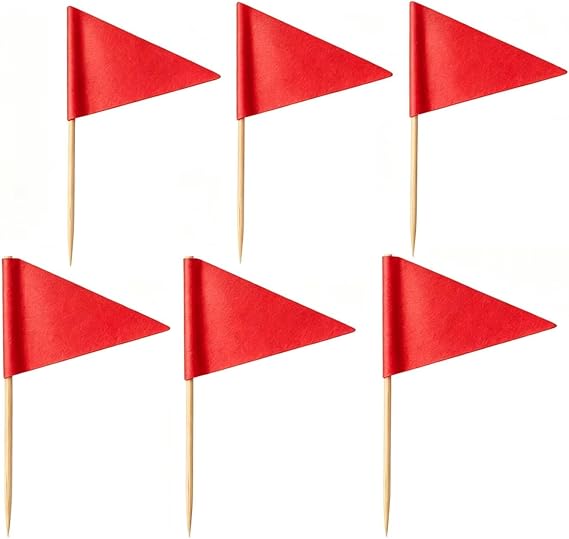 JAVD Solid Red Toothpick Flags Small Mini Plain Red Color Triangle Stick Cupcake Toppers Flags DIY Decoration (100 Pcs)