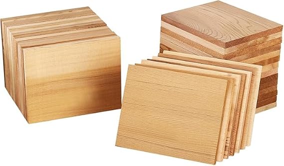 50Pk Cedar Planks for Grilling Salmon, Premium Alaskan Western Red Cedar Wood, Meat Fish and Veggies. Adding Extra Smoke and Flavor, Soaking Fast, Cedar Grilling Planks for Clearance(5.5"X3.5")