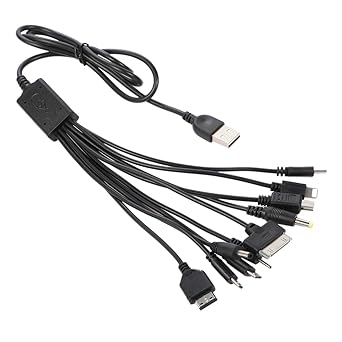 Cutwif 10 in 1 Multi Charging Cable, Universal Multiple Charging Cord Cable with 10 Ports for Cell Phones Speaker MP3 MP4 & More