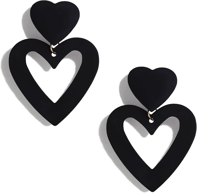 Double Heart Earrings Dangling Heart Drop Earrings For Women Love Heart Dangle Earrings Birthday Gift