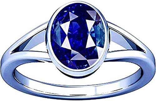 Ramneek Jewels Divya Shakti 11.25-11.50 Carat Blue Sapphire Neelam AAA Quality Energized Gemstone Silver Ring