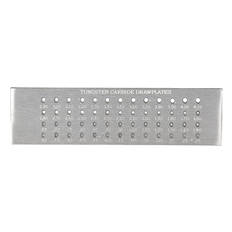 Wire Drawplate 52 Round Holes 0.26-4.10mm Tungsten Carbide Drawplate for Jewelry Making Polished Smooth Hole Portable Drawing Plate, Round Draw Plate Tungsten Carbide Steel