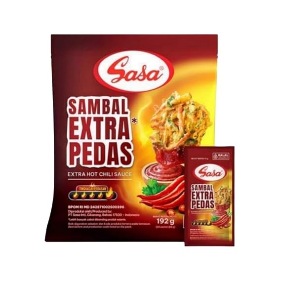 Sasa, Indonesian Chili Sauce, Sambal Ekstra Pedas, 24sachet (Pack of 1)