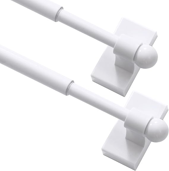 Turquoize 2 Pack Magnetic Curtain Rods for Metal Doors, 16-28", White | No Drilling Required, Strong Magnetic Hold, Easy Remove and Reposition, Fits Steel Doors, Washers, Dryers & Cabinets