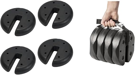 Quik Shade Set of 4 Canopy Weight Plates and US Weight Set of 4 40lb No-Pinch Canopy Weights for Securing Tents