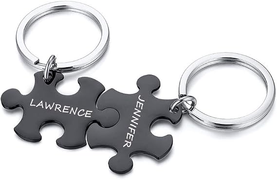 Hisatan Personalized Matching Puzzle Piece Keychains, 2/3/4/5 BFF Best Friend Friendship Keyring Jewelry Gifts for Women Men