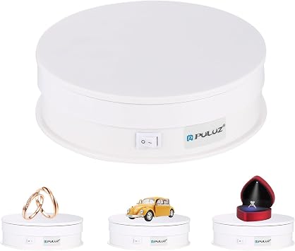 PULUZ 360 Degree Photography Turntable Rotating Display Stand, 5.7in(15cm) Diameter 360 Degree Turntable Display Stand for Photography Video Shooting Props Jewelry, Max Load 33Lb (White)