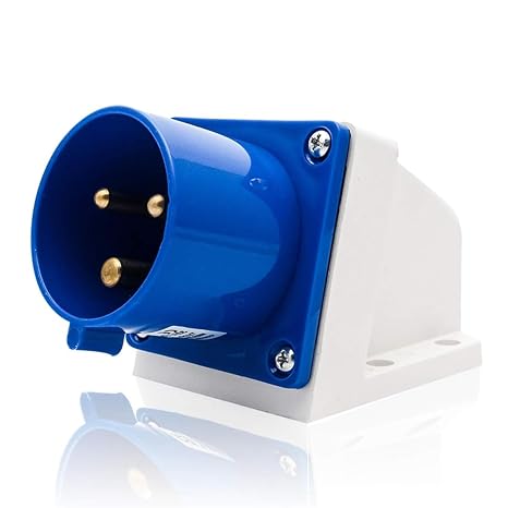 16A 240V Site Trailing Socket, 3 Pin Blue Industrial Plug Socket | 16A Replacement Sockets for Camping Caravan Industria