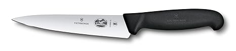 Victorinox Fibrox 6 Inch Straight Edge Chef's Knife, Kitchen Knife with Stainless Steel Blade, Non-Slip Handle, Dishwasher Safe, Black