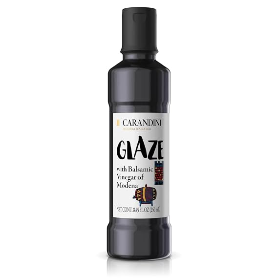 CARANDINI Glaze with Balsamic Vinegar of Modena Non-GMO, Vegan, Gluten-Free, Made Without Glucose Syrup or Fructose Syrup Made in Italy, 8.45 Fl Oz