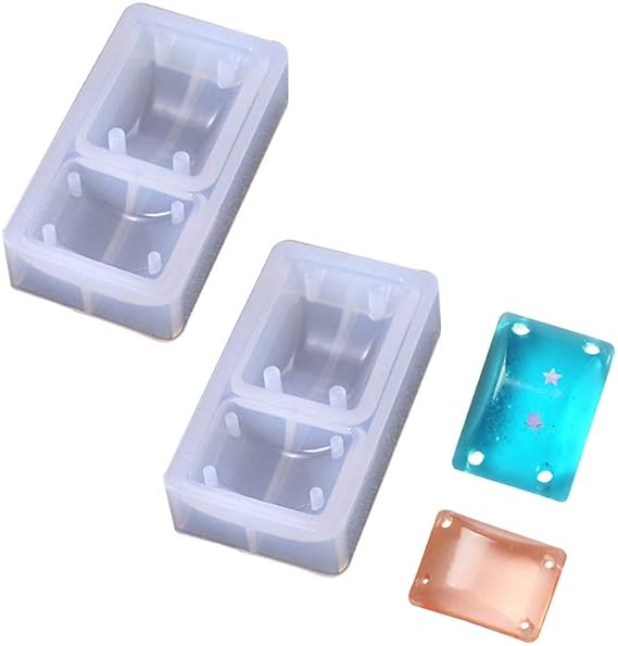 Wixine 2Pcs DIY Silicone Rectangle Mold Bracelet Pendant Jewellery Making Mould Resin Hole