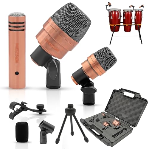 5 CORE Conga Mic Snare Tom Set Professional XLR Cardioid Unidirectional Condenser Instrument Microphone Kit - Congo 3XP Copperex