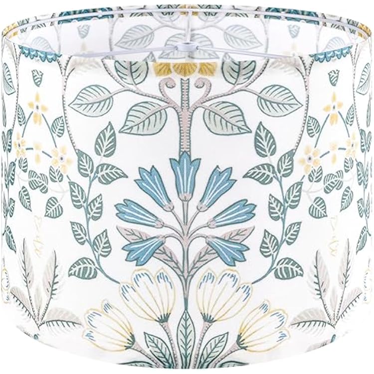 GO&SO Large Lamp Shades Drum Lampshades 16 Top X 16 Bottom X 10 High,Floor Lamp Shade Replacement, Floral Large Lamp Shades for Table Lamps, Modern Lampshades-Assembly Required