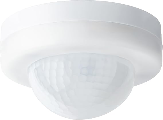 SEBSON PIR Sensor Indoor Ceiling Surface-mounted 20m/360° - LED suitable | Programmable Infrared Motion Detector, Ceiling mounting, Motion Sensor Range 20m/360°, 3-Wire