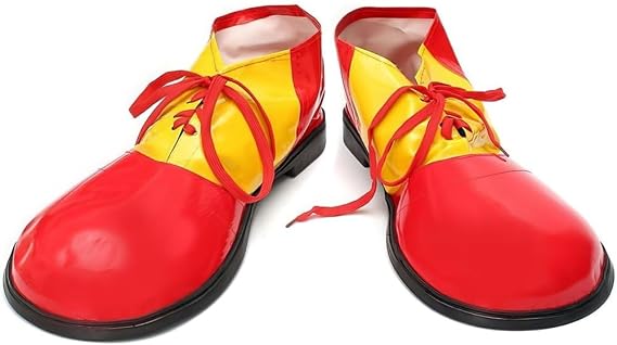 Red and Yellow Glossy Clown Shoes (Adult Size) 2 Pairs - Perfect Birthday and Halloween Costume Outfit