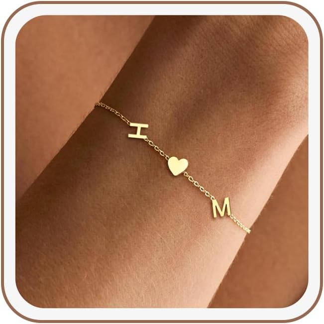 Gold Initial Bracelets for Women - Initial Bracelet 2026 Graduation Gifts for Daughter Her Teen Girl Gifts Best Friend Birthday Gift for Women with 2 Initials Link Bracelet for Girlfriend Grandma