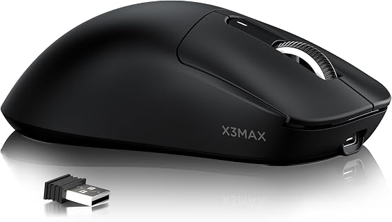 MAMBASNAKE Attack Shark X3MAX Wireless Gaming Mouse,PixArt PAW3950 42000 DPI,49g Ultralight Tri-Mode(BT5.4/2.4GHz/Wired), 1K Polling Rate Programmable Computer Mice for PC/MAC/Win - Black