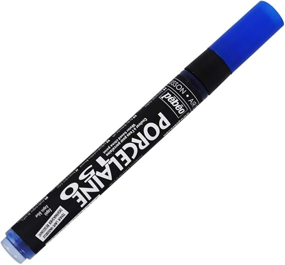 Porcelaine 150 Assorted China Paint Bullet Tip Markers -Lapis Blue, DIY Arts & Crafts Supplies, Fun for Kids, Heat-Resistant Finish, Microwave & Dishwasher Safe Formula Pebeo