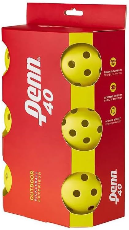 Penn 40 Outdoor Pickleball Balls - Softer Feel for Recreational & Club Play - USAPA Approved, 6-Pack