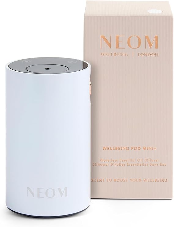 NEOM Wellbeing Pod Mini+ Essential Oil Diffuser, White I Waterless and Wireless I Portable & Versatile - car, Office or Home I Up to 125 Hours of Natural Fragrance use per Charge