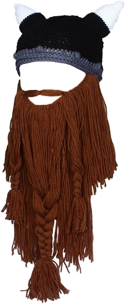 Beard Hat Viking Beanie Knit Hat Funny Knitted Hat Wig Beard Facemask