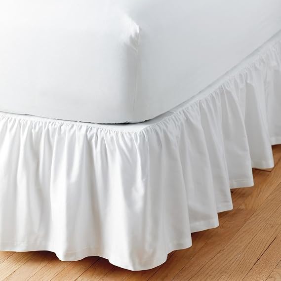 Sleepwell Ruffled Bed Skirt With Split Corners - 18 Inch Drop Poly Cotton/Microfiber Bedskirt With Platform Three Sided Coverage - King, White