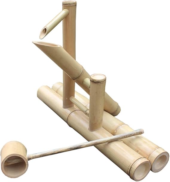 Bamboo Fountain Kit with Pump,Outdoor Water Fountains,Courtyard Feng Shui Landscaping Water Circulation System Decoration,for a DIY Household Zen Oasis