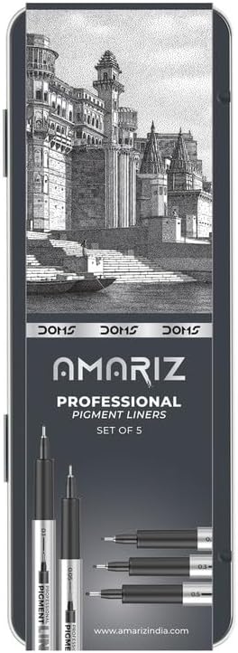 Doms Amariz Artist Essentials Pigment Liner | Black, Set of 5