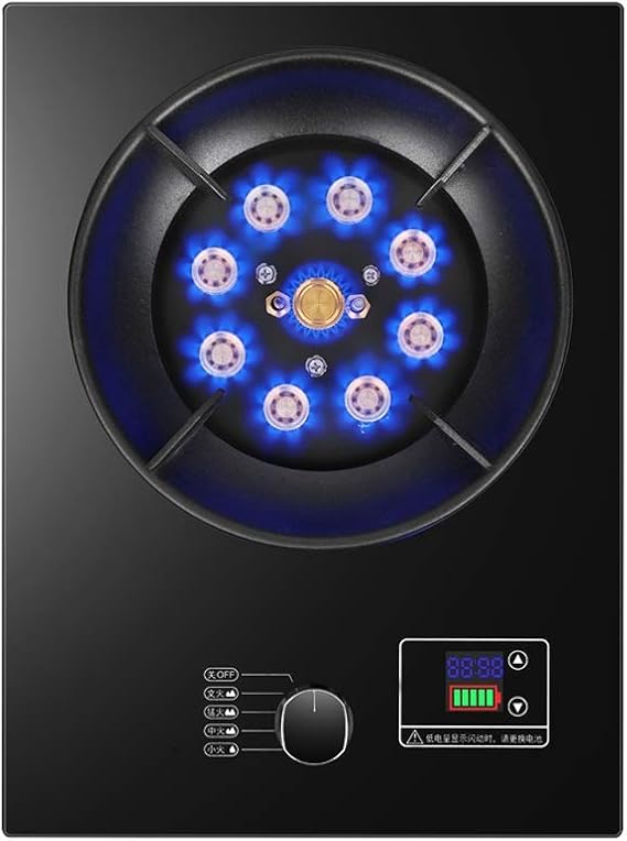 Burners Gas Hob Gas Hob -Black Built-In Gas Hobs-7.2KW Nine-cavity Fierce Fire-Touch Timing -Flameout Protection Device -Carbon Steel Windproof Stove(Lpg)