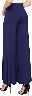 Made By Johnny Womens Solid Casual Comfy Stretchy Wide Leg Palazzo Lounge Pants