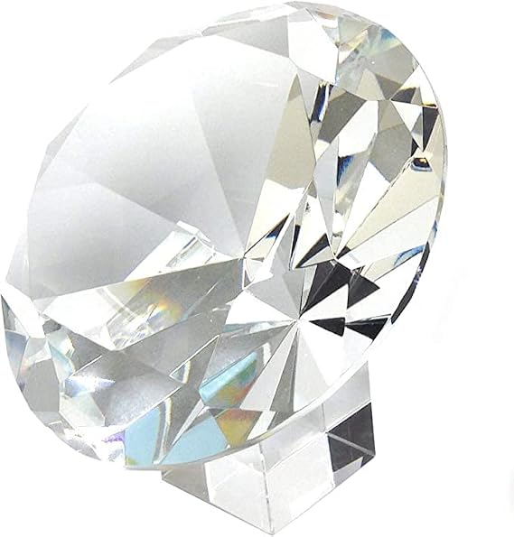 Amlong Crystal Diamond Shape Paperweight 120mm 5 Inch with Crystal Stand and Gift Box