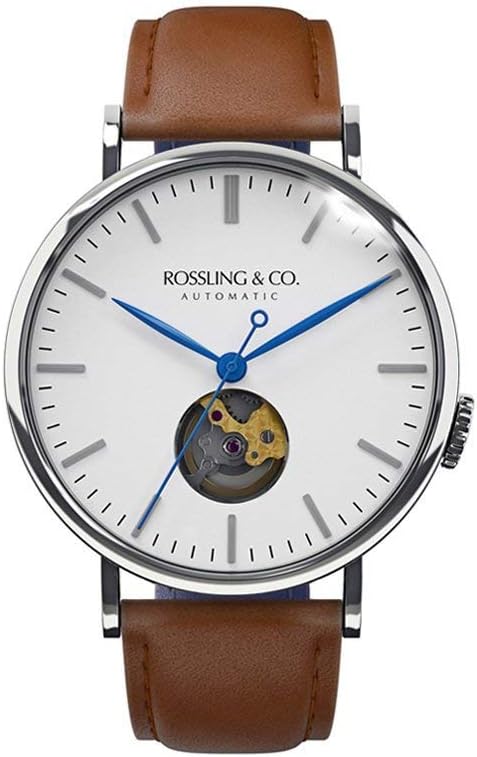 Rossling & Co. Metropolitan 40mm Automatic Wrist Watch | White Open-Heart