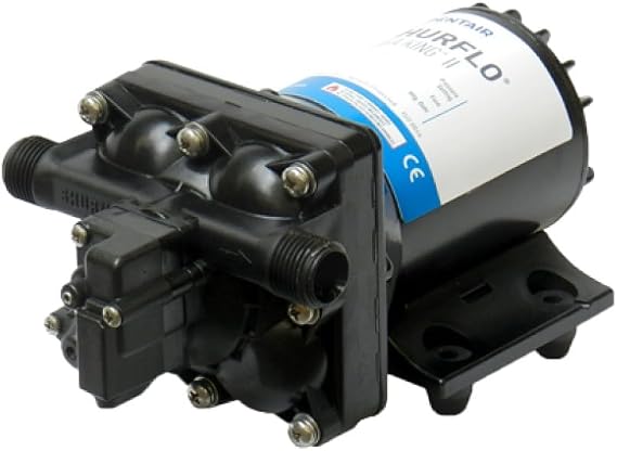 PENTAIR SHURFLO 4138-111-E65 Aqua King II Standard 3.0, 12VDC 3.0GPM 55PSI | Marine FreshWater Diaphragm Pump, Self Priming, Sealed Switch, Ignition Protected, Thermally Protected, RV & Boat Plumbing