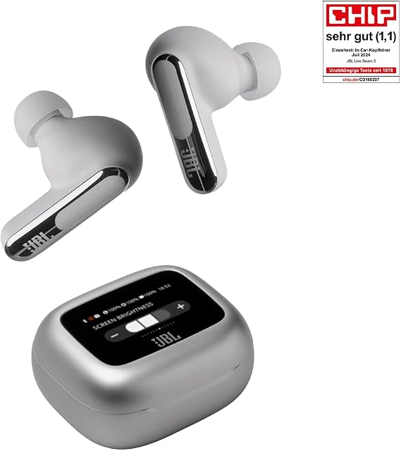 JBL Live Beam 3, Wireless Earbuds, Silver