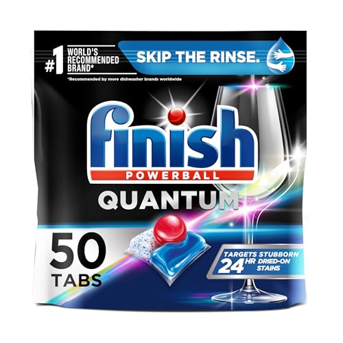 Finish - Quantum with Activblu Technology - 50ct - Dishwasher Detergent - Powerball - Ultimate Clean and Shine - Dishwashing Tablets - Dish Tabs-Packaging May Vary