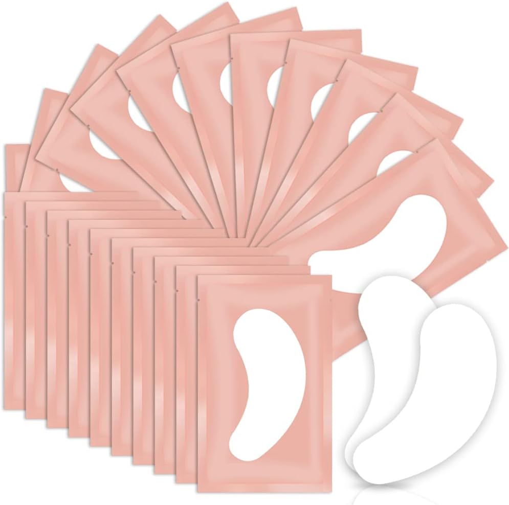 Eye Gel Pads, Lint Free Eyelash Patches, 100 Pairs Under Eye Gel Pads for Pro Salon and Individual Eyelash Extension PINK