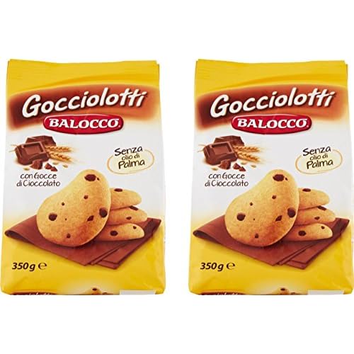 Balocco: Gocciolotti Biscuits with drops of Chocolate - 350g Packages Pack of 2 [ Italian Import ]