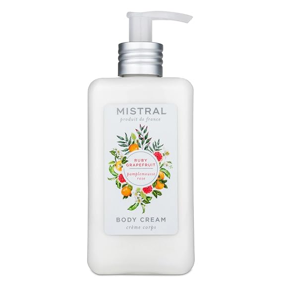 Mistral Ruby Grapefruit Body Cream with Organic Shea Butter, Aloe Vera and Olive Oil, 10 Oz