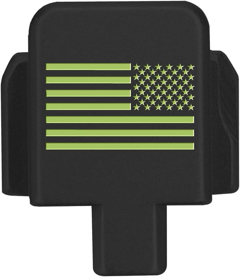 NDZ Performance Slide Cover Back Plate for Sig P320 Series 9 mm .40 .357 .45 ACP, Black Aluminum with Dark Blue Laser Engraved US Flag Patriotic Images - Choose Image & Engraving Color