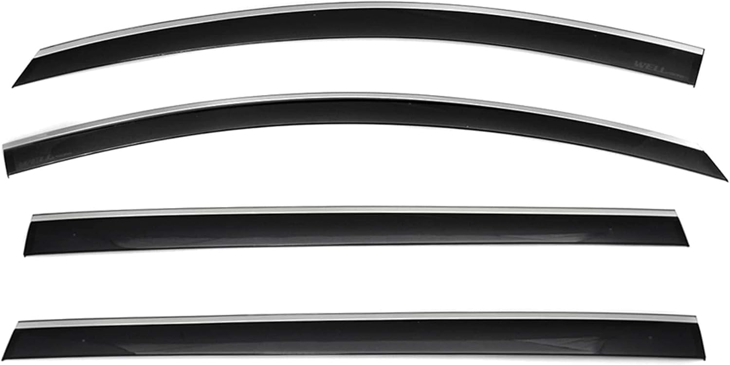 WellVisors Window Visors Wind Deflectors Compatible with Toyota Sienna 2021-2024 Chrome Trim Rain Guards 3-847TY064