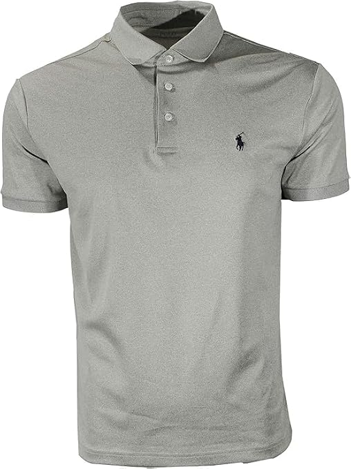 Polo Ralph Lauren Mens Performance Polo Shirts (Large, Grey Heather)