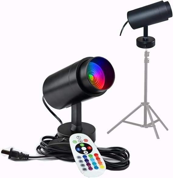 RGB Photography Lighting Spotlight LED Video Light Continuous Output Studio Lighting with Remote Adjustable Focus (Black)...