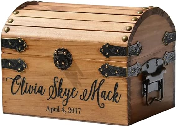 New Baby Gift Box Infant Keepsake Box Small Memory Trunk Boho Shower Gift for Mom Ideas Custom Engraved Treasure Chest for Newborn