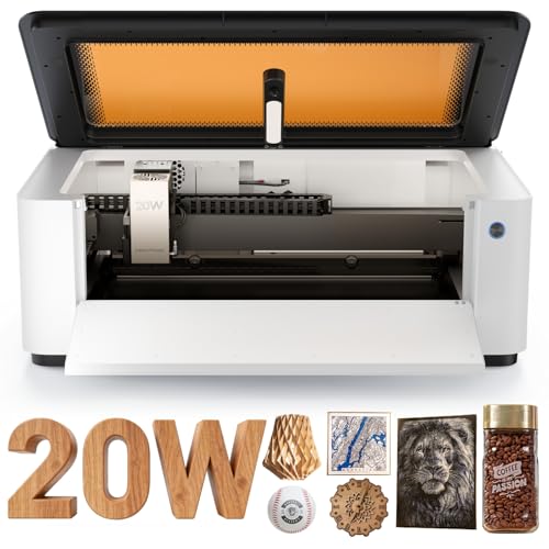 LaserPecker LX2 20W All-in-One Desktop Laser Engraver Cutter, 19.7 x 12 Large Working Area 1000mms High-Speed 12MP Camera Class 1 Safety Laser Engraving Machine for Wood Metal Acrylic, Basic Bundle