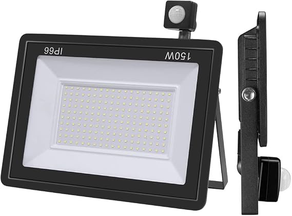 Motion Sensor LED Flood Light, Floodlights with PIR Sensor, IP66 Waterproof Motion Sensor Outdoor Wall Light for Garden, Backyard, Garage (White, 100W) [Energy Class F]
