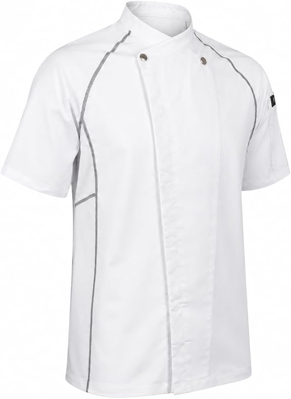 ChefsCloset Men's Clinton Snap Front Short Sleeve Chef Coat