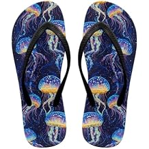 Women's Waterproof Flip Flops No-Slip House Slides Sandals Ultra-Lightweight Summer Pool Beach Sandals Black Strap Size 5.5-9.5