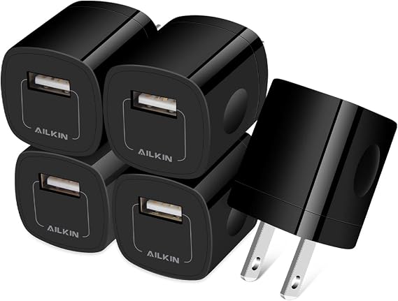 [5Pack/1Port] USB AC Charger Adapter, Wall Plug Fast Charging Outlet Power Box Cube for iPhone 14 13 15 16 17 Pro Max/Mini SE X XR XS, iPad, Samsung S25 S24 S23 S22 Android Phones Multiple Brick Block