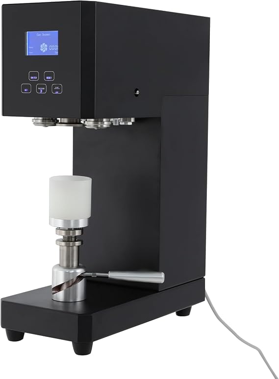 Automatic Can Sealing Machine, 370W Electric Cup Sealer Machine, 4-6 Seconds/Time, 4.53-6.69Height Tin Can Seaming Closing Capping Machine 110V for Bubble Milk Tea Coffee (Black)