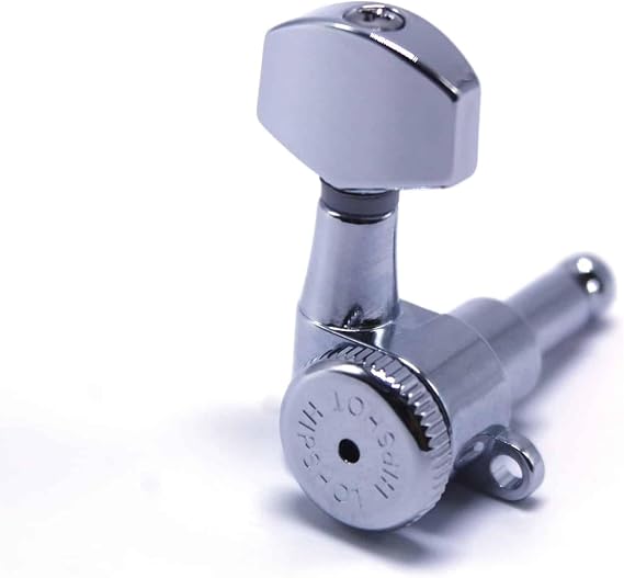 Hipshot Grip-Lock Vintage 6 Inline Staggered Closed 8.5mm Tuners with Universal Mounting Plate, Chrome
